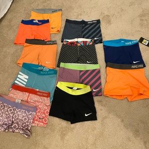 (12) Women’s Nike Pro Compression Shorts Lot Bundle Sizes Small And Medium